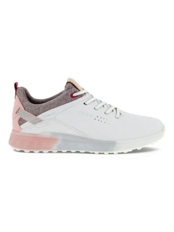 ECCO Women's S-Three Golf Shoes White/Silver Pink