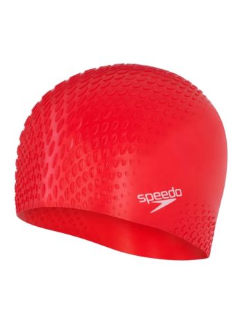 Speedo Bubble Active + Adult Swimming Cap-Red 8139546446
