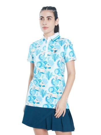 Athletic Drive Women Aqua Golf Polo - Cyan