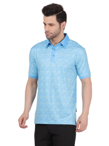 Athletic Drive Houndstooth AD Men Polo Arctic Blue
